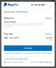 PayPal's checkout modal