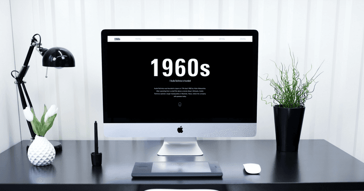 interactive timeline design – celebrating 60 years of audio-technica